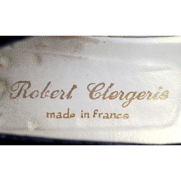 VTG Robert Clergerie FRANCE BLACK REAL LEATHER SUEDE LOW HEEL CLASSIC SHOES 5.5B - Picture 7 of 13